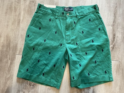 Polo Ralph Lauren Shorts Mens 34Spear Mint All Over Pony Print Prospect - Picture 2 of 6