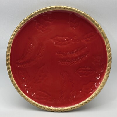   Studio Nova Woodland Holly Santa Hand Painted Christmas Dish Plate JA015 - 8''