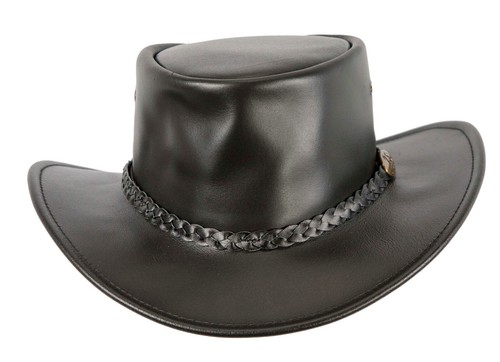 Black Jacaru Leather Australian Outback Hat Made in Australia. Water reistsant - Picture 6 of 9