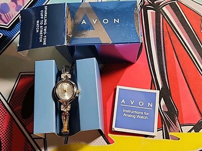 Avon Sparkling Two-Tone Cuff To Stretch Quartz Watch