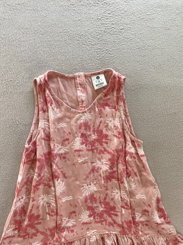 Offcorss Dress Girls Size 12 Red White Palm Trees Print Sleeveless Ruffled Hem - Picture 6 of 10
