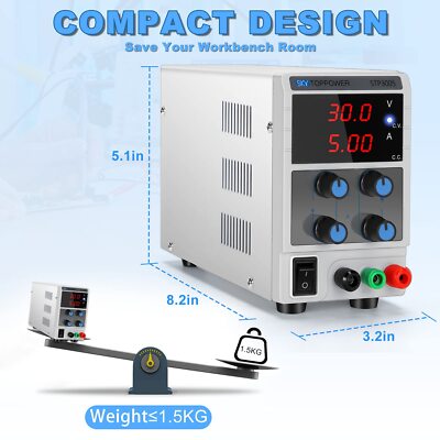 DC Power Supply Variable,Lab Bench Power Supply Adjustable 30V 5A