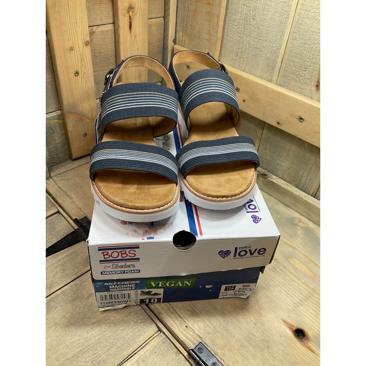 BOBS From Skechers Desert Kiss Tea Time Sandals Navy Womens 10 UK