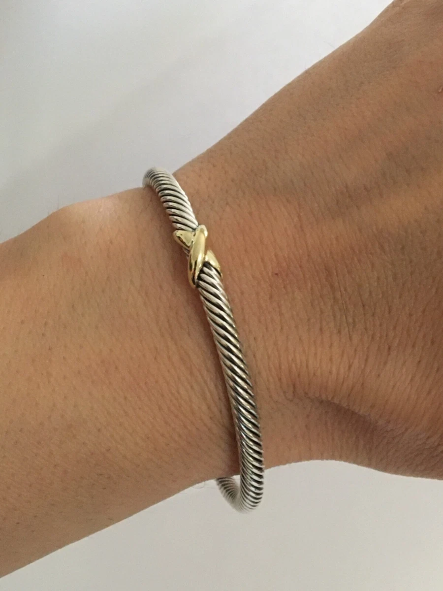 David Yurman Station Bracelet 25 Sterling Silver 18K Gold Size