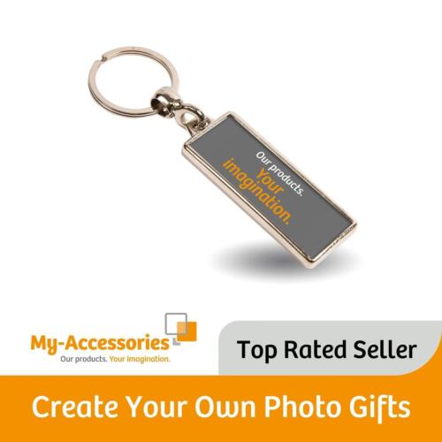 Blank Metal Photo Keyring 50 x 18mm MA18 Insert Size - Personalise Gifts & Promo - Foto 1 di 5