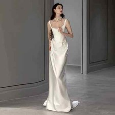 Mermaid Wedding Dresses Pleated Spaghetti Strap For Beach Slim Bride Gowns