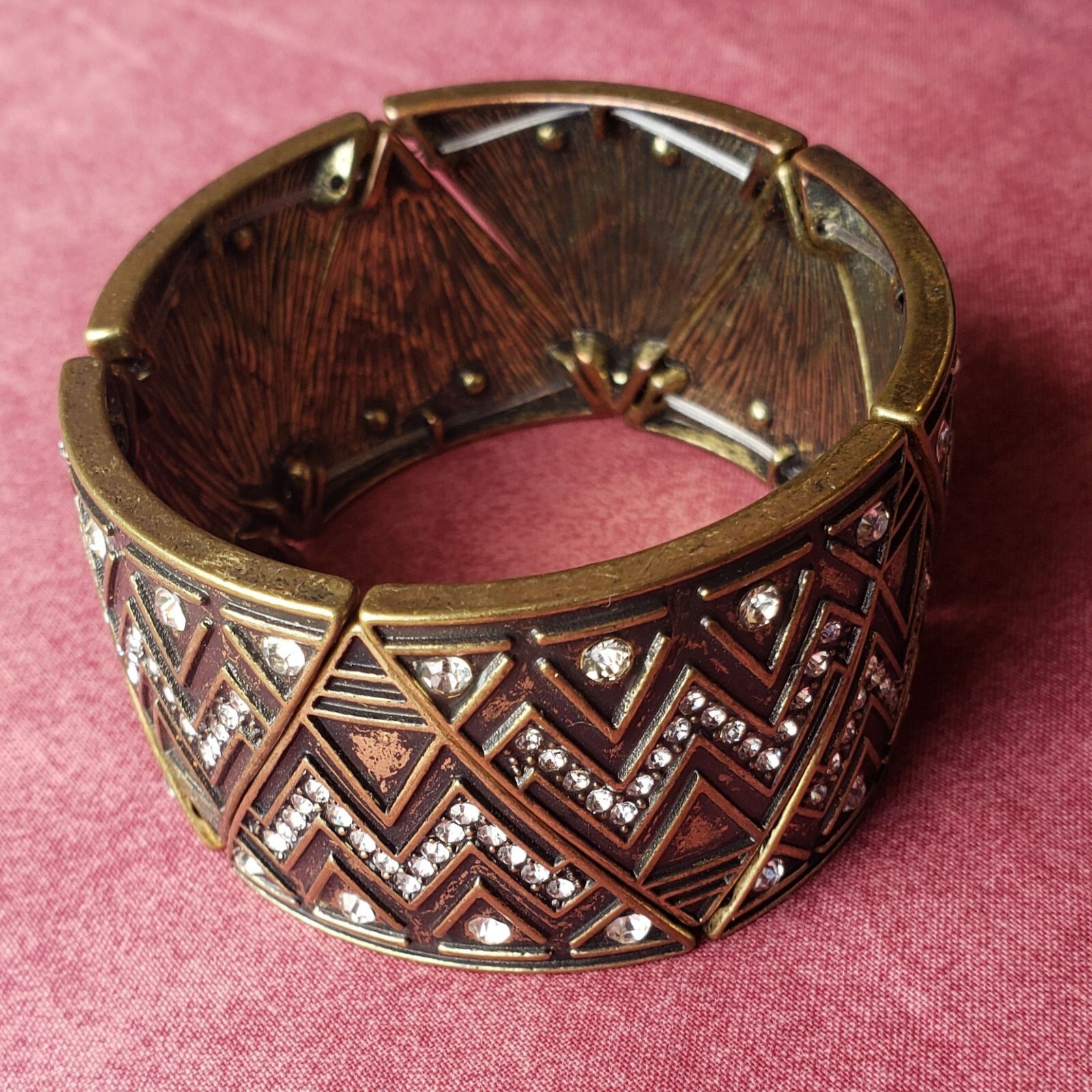 Tribal Geometric Triangle Pattern Rhinestone Stre… - image 1