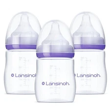 Lansinoh Anti-Colic Baby Bottles Breastfeeding Babies 5 Ounces 3 Count Slow Bx-1