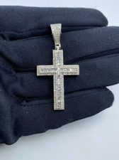 2 Ct Baguette Round Cut VVS1 Moissanite Cross Men's Pendant 925 Sterling Silver