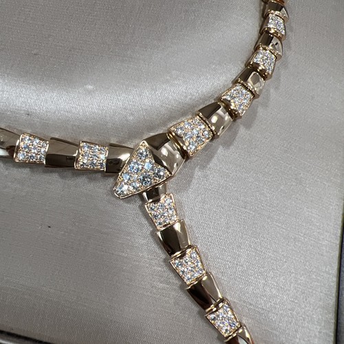 Bulgari Rose Gold Serpentine Diamond Necklace  - Picture 2 of 8