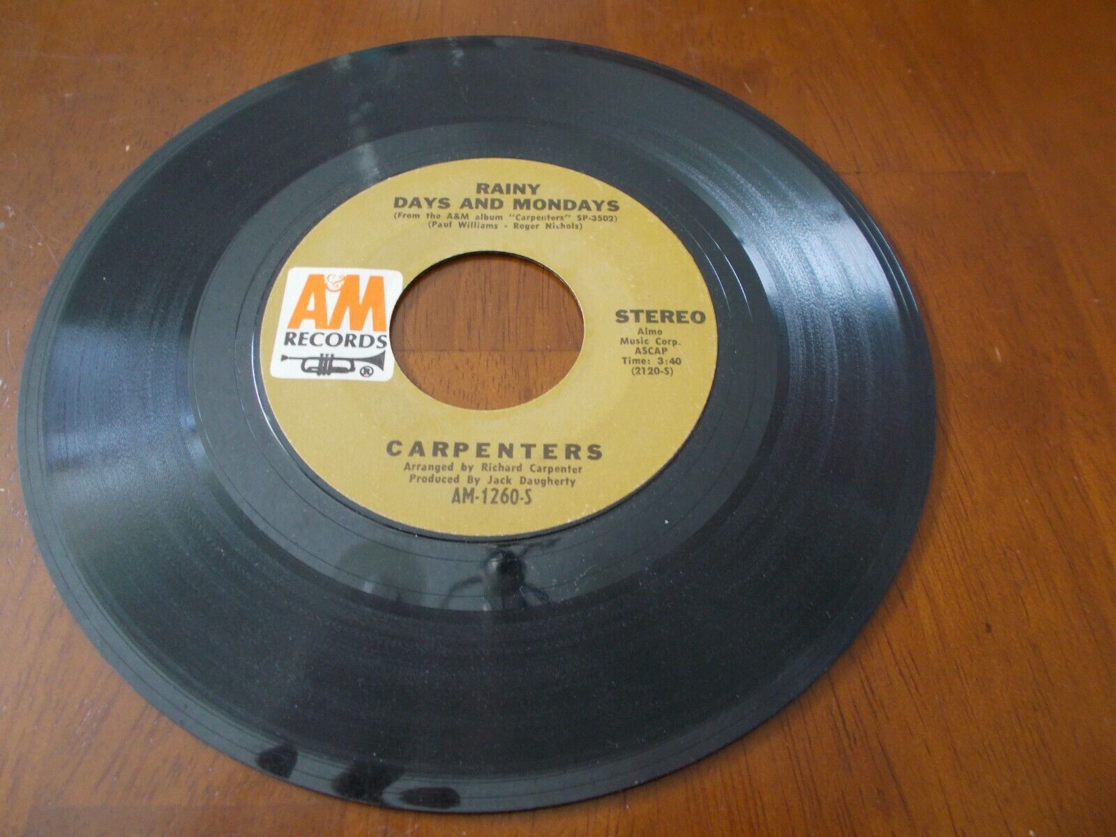 Carpenters – Rainy Days And Mondays/Saturday - 7" 45RPM 1971