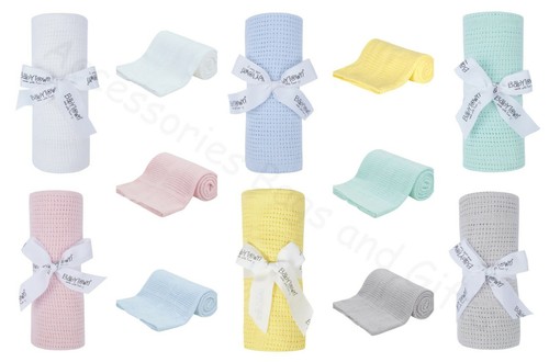 Baby Cellular Blanket 70 x 90cm Newborn Crib Buggy Pram 100% Cotton ~ Baby Town - Picture 12 of 24
