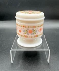 Avon 1970s Heart & Flowers Glass Candle Holder with Lid Vintage Collectible