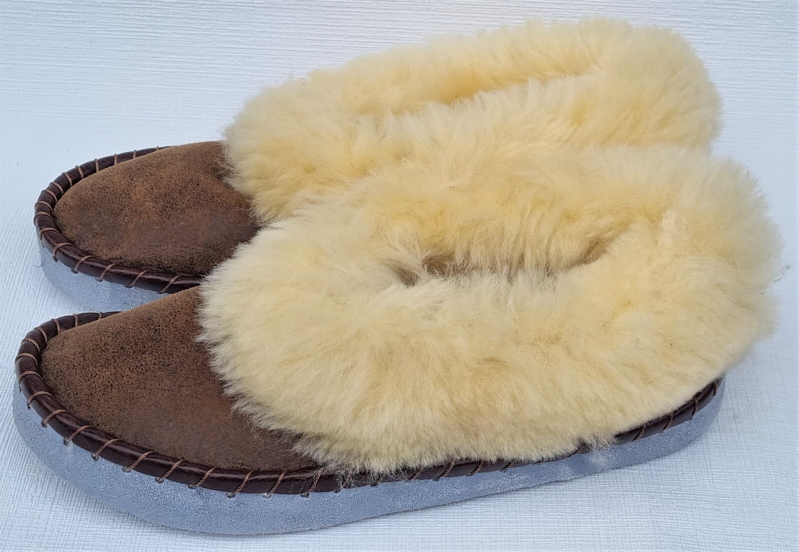 APL LAMMFELL Warme HAUSSCHUHE Mokassin Gr.42 NEU Schaffell leder Handarbeit BRAUN2