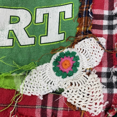 Upcycled Flannel Shirt Womens XL Shacket Lucky Grunge St Patricks Day Green Art - Picture 15 of 17