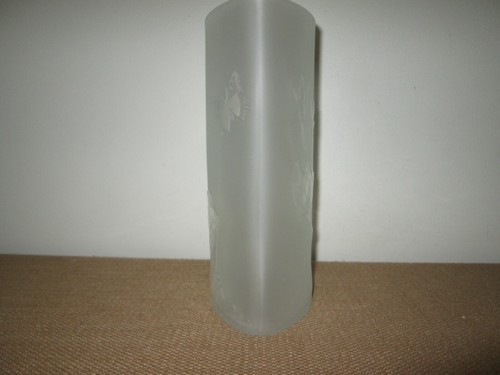 Signed KELSEY / PILGRIM Large Sand-Carved 10" Frosted Colorless Art Glass Vase - Picture 3 of 5