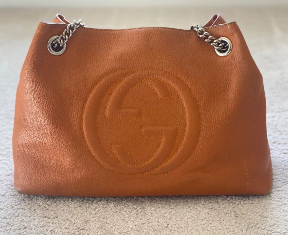 Gucci Soho Orange Leather Chain Strap Shoulder Bag eBay