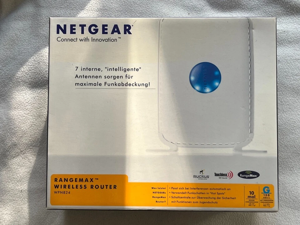 NETGEAR RangeMax Wireless 4-Port DSL Router WPN824v2 mit OVP