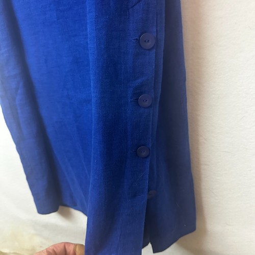 Sag Harbor dress jacket sz 14 blue linen blend maxi sleeveles sailboat nautical - Picture 6 of 9