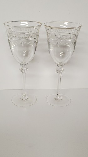 2 Royal Doulton Wellesley Gold Crystal Water Glasses Goblets Gold Trim 8 1/4" - Picture 6 of 15