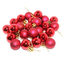 Image of Pack of 24 Small Metallic & Matte Christmas Tree Baubles Hanging Decorations