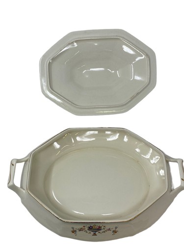 Cazuela para servir ovalada vintage de cerámica Limoges con mango de EE. UU. con tapa, flor - Imagen 3 de 12