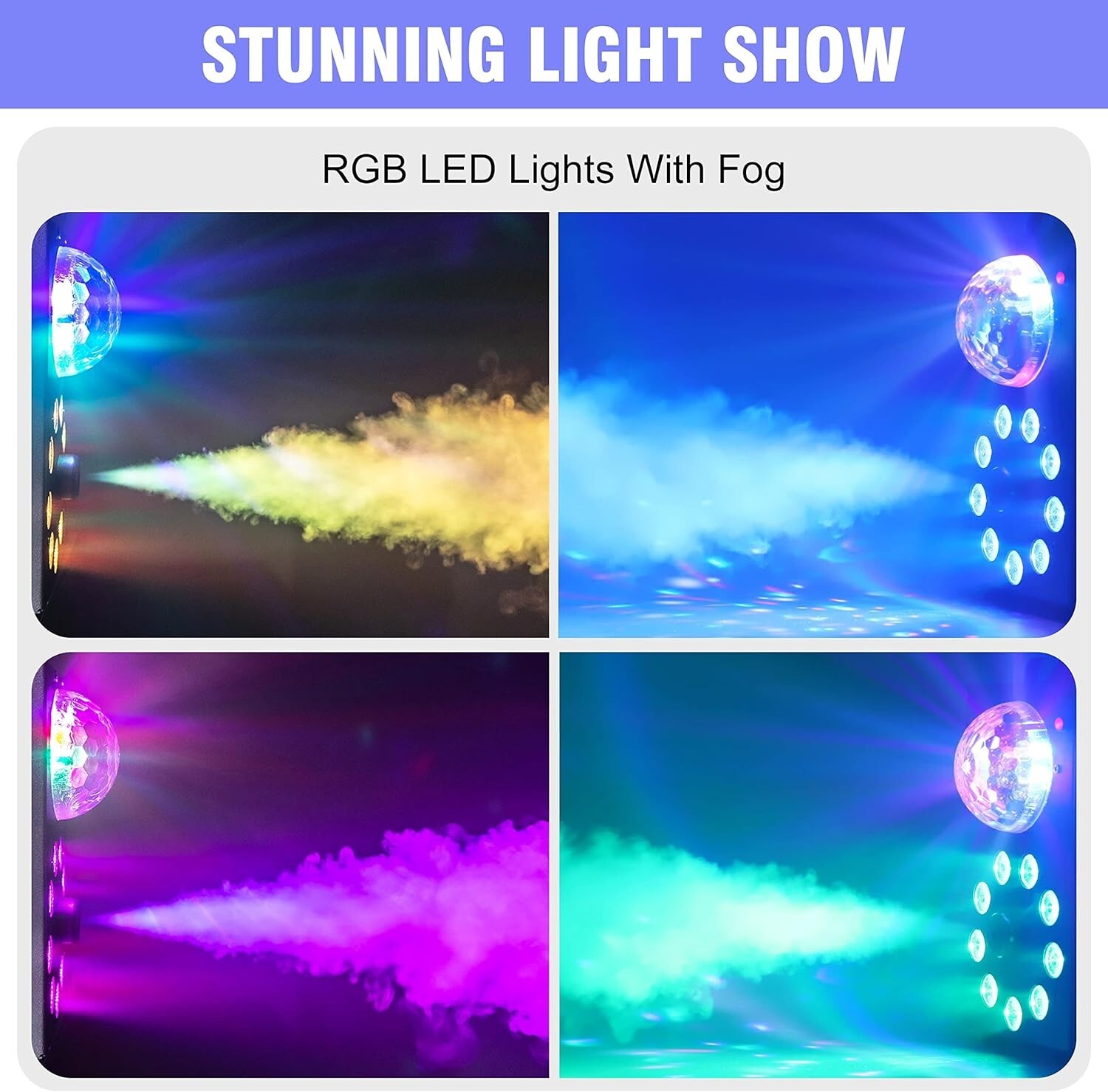 Fog Machine, 700W Smoke Machine with 3500 CFM Fog, 9 LED Colorful Lights and Dis