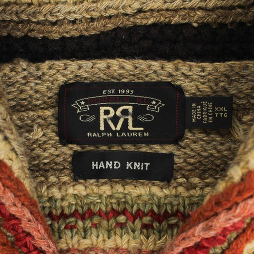 RRL Double RL Southwestern Hand Knit Wool Linen Silk Shawl Collar Cardigan XXL - Picture 3 of 4