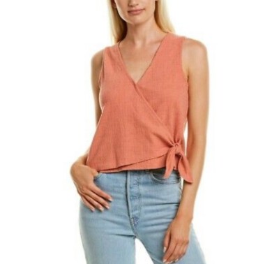Madewell texture & thread SWEET DAHLIA WRAP-TIE TANK Top size XS coral/pink