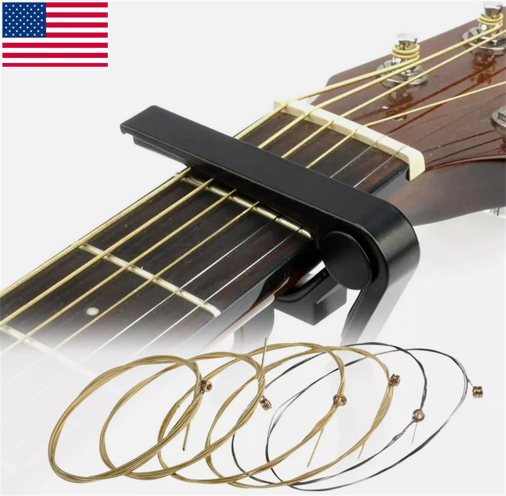 Guitar String Replacement With Tools. Acoustic Guitar Setup In Progress New Strings Essential Table Restringing Process Pliers Image408650584