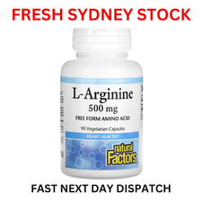Natural Factors L-Arginine 500 mg 90 Vegetarian Capsules Free From Amino Acid