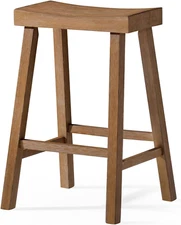 Vincent 26 Inch Tall Counter Height Backless Rectangular Saddle Barstool in Anti