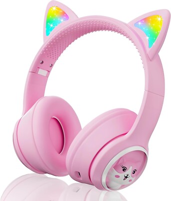 Rigwig AKZ-60 Kinder Katzenohr Bluetooth Kopfhörer LED Mikrofon 85dB Faltbar Kabellos