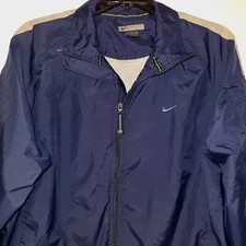 Vintage Nike Lined Windbreaker Men’s Size XXL Navy Blue Gray Jacket 90s - Read