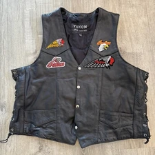 Yukon Jack Leather Vest - Indian Motorcycle Patch - 5XL