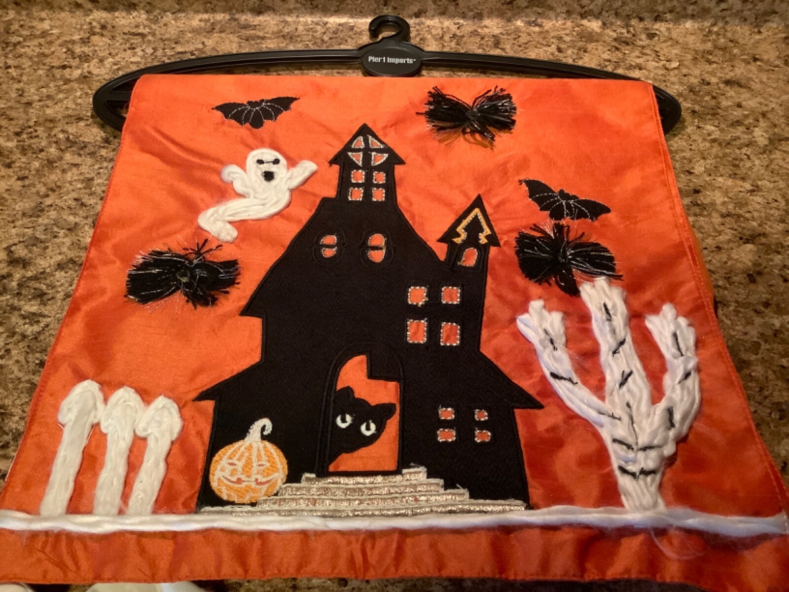 Pier 1 Imports Halloween 72" x 13" Haunted House Table Runner w Ghost