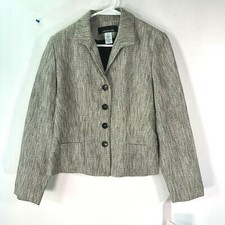 Jones New York Womens Four Button Pockets Lined Black Blazer Jacket Size 10