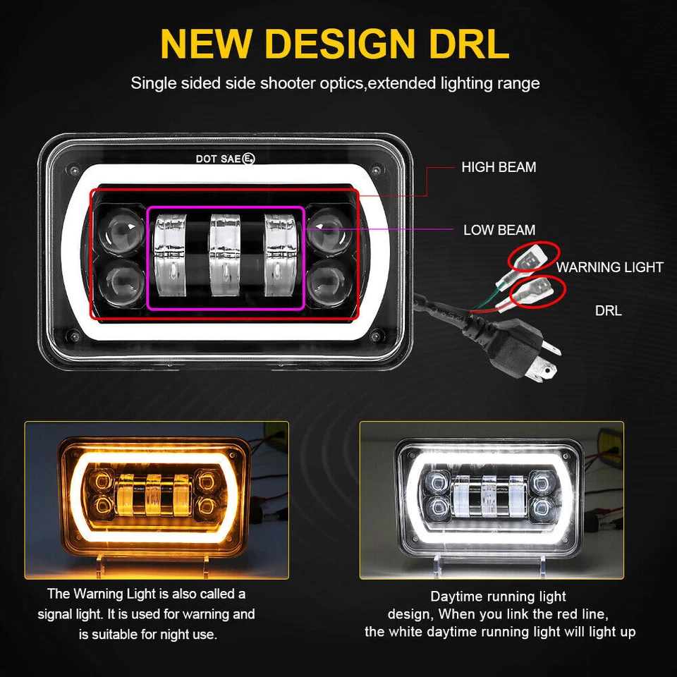 Faros LED 4x6" DRL haz sellado alto/bajo para quitanieves BLIZZARD quitanieves 680LT Foto 2 de 4