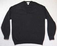 L.L. Bean Pure Lambswool Men's L Tall V Neck Sweater J657, Charcoal - See Flaw