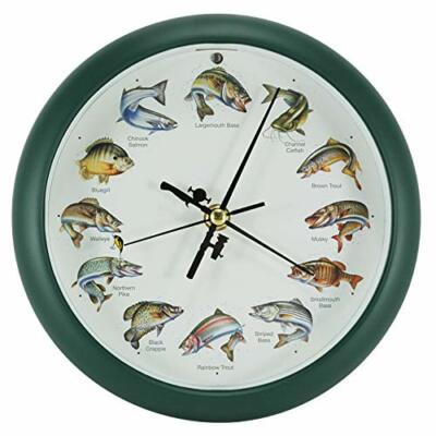 Splashing Gamefish Hourly Fishing Sounds Wall/Desk Clock, 8 Inch