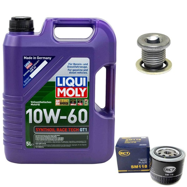 MotoröL Set 10W-60 5 Liter + ÖLfilter + Schraube FüR Opel Arena Renault Megane-image