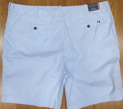 NEW! TOMMY HILFIGER REGULAR FIT SEERSUCKER SHORT 100% COTTON BLUE & WHITE Sz 40 - Picture 4 of 4
