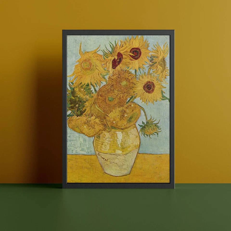 Impresión de póster Girasoles Van Gogh arte de pared clásico reproducción disponible enmarcado Foto 2 de 3