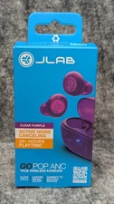 JLab Go Pop ANC True Wireless Bluetooth Earbuds Transparent/Clear Purple 🔥New🔥