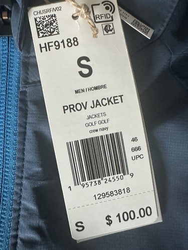 Adidas Mens Small Prov R Golf Water Resistant Full Zip Jacket - HF9188 - Navy - Picture 4 of 7