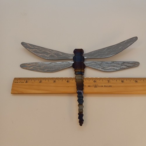 Handcrafted Steel Metal Dragonfly Wall Hanging Decor Art Work Signed J. Running - Picture 6 of 6