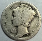 1916 S Mercury Silver Dime Exact Coin Imaged #MERC83