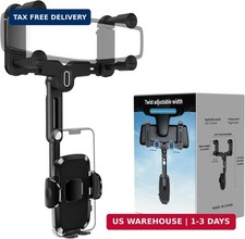 Car Phone Holder Mount, Rear View Mirror Phone Holder, Rotatable and Retractable