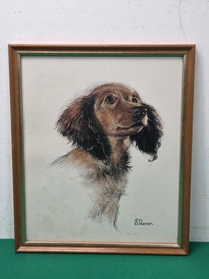 Gerahmter Cocker Spaniel Welpe Hund Druck vom Künstler B Pearson