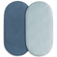 Muslin Bassinet Fitted Sheets, 2 Pack for Baby Boy and Girl, Soft Breathable ...